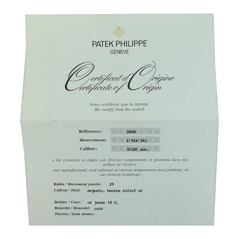 patek philippe certificate of origin|patek philippe archive service.